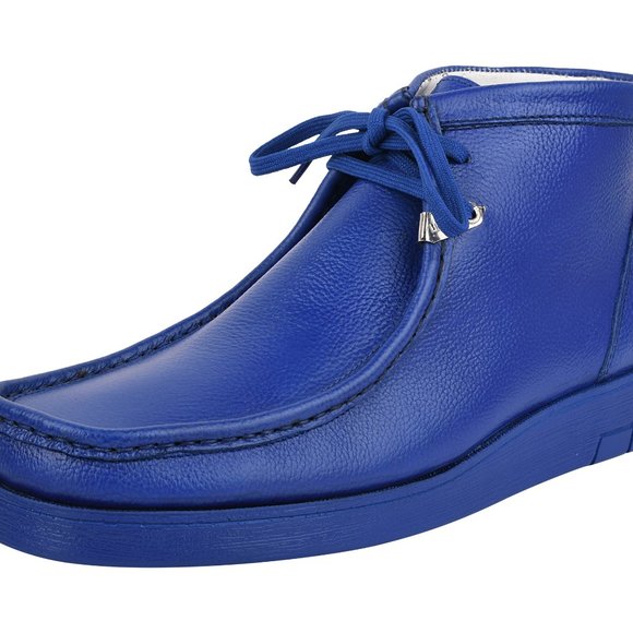 Hamara Joe Royal-Blue  LEATHER DESERT CHUKKA CASUAL BOOTS - Picture 3 of 9